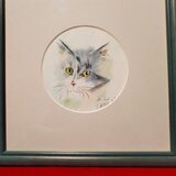 Tablou francez in acuarela, Le Chat de Anee Bourdin